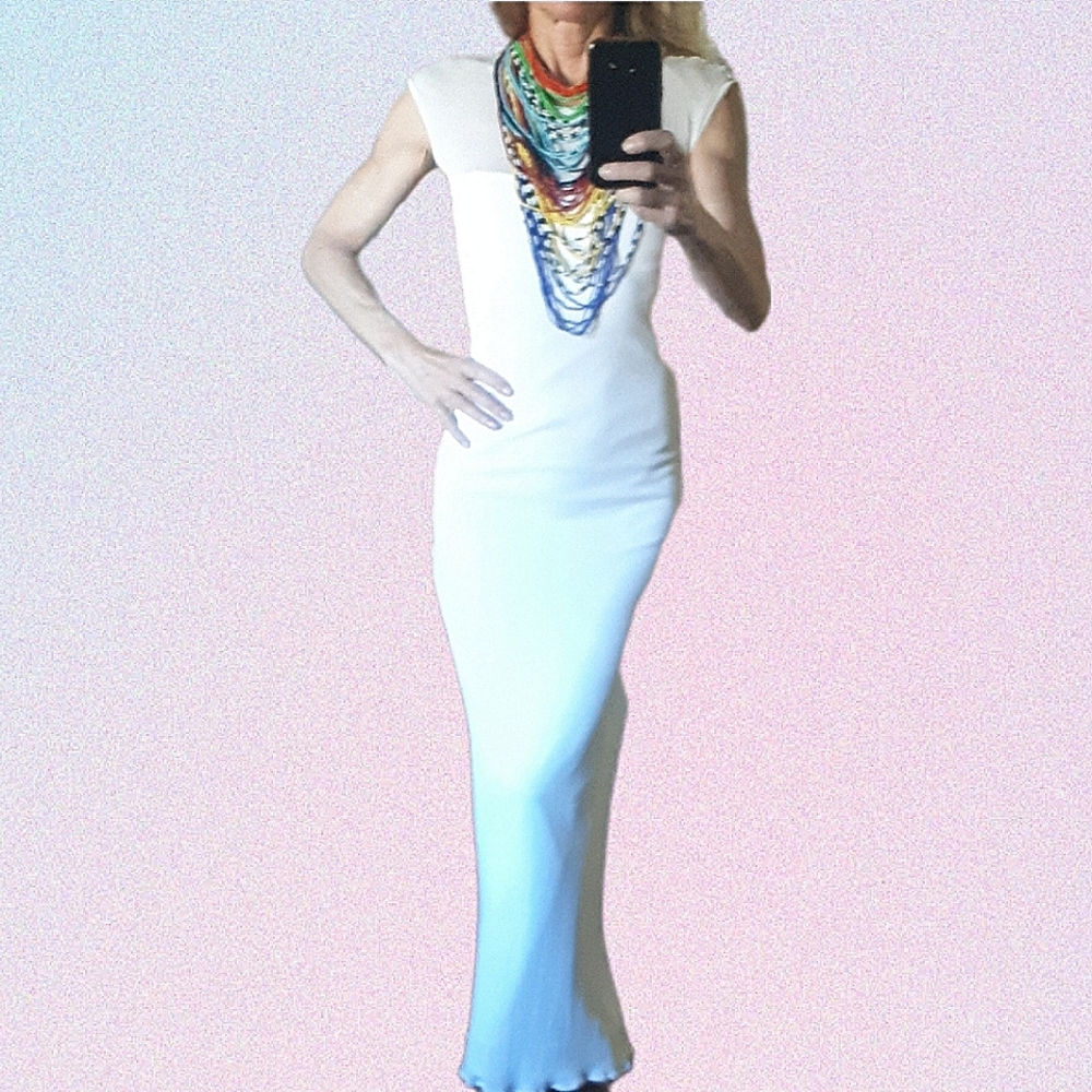 Vintage white Laundry by Shelli Segal maxi dress
